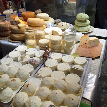 Sumptious cheeses at Szimpla Farmers Market.